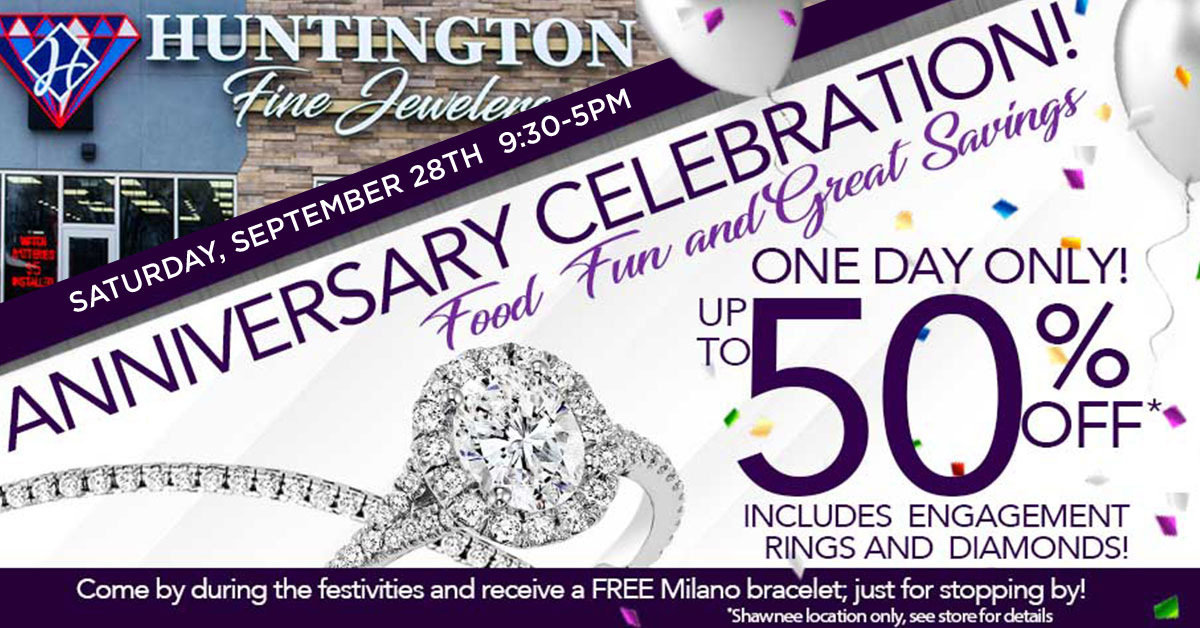 Huntington Fine Jewelers Celebrates First Year Anniversary of Shawnee Store With 50% Off the Entire Store