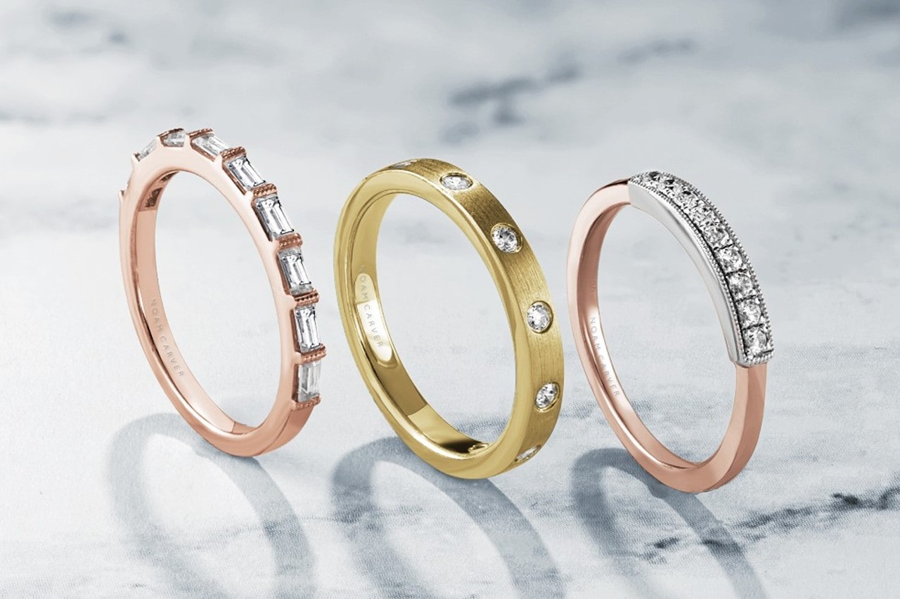 three wedding bands by Noam Carver